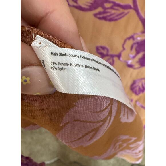 NWT Velvet Burnout Floral Swim cover Robe Lightweight Sheer M Tie Front 90s Y2K - Picture 7 of 9